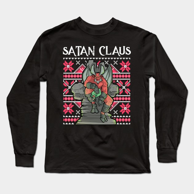 Ugly Christmas Satan Claus Satanic Santa Gothic Occult Goth Long Sleeve T-Shirt by TellingTales